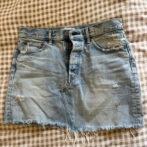 Moussy Vintage Light Blue Distressed Denim Skirt